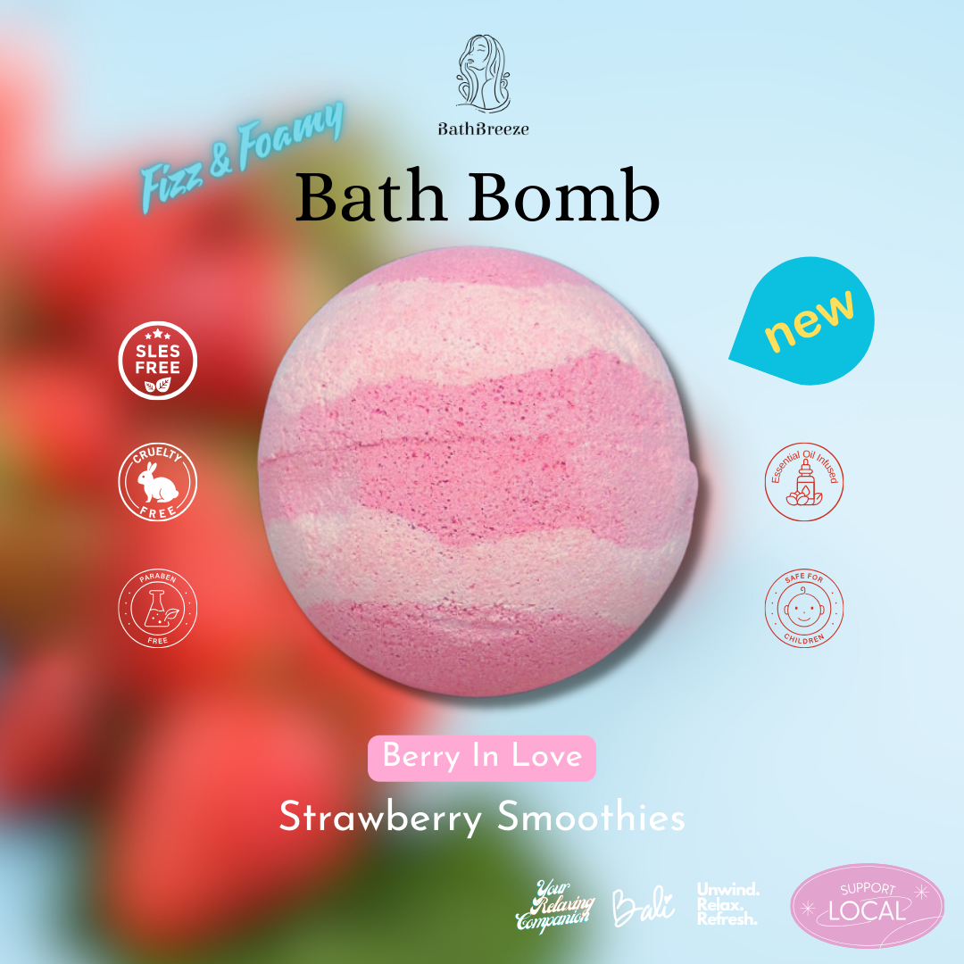 Berry In Love - Fizz & Foamy Bath Bomb by BathBreeze Your Relaxing Companion