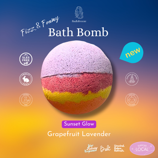 Sunset Glow - Fizz & Foamy Bath Bomb by BathBreeze Your Relaxing Companion