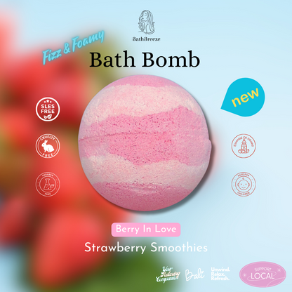 Berry In Love - Fizz & Foamy Bath Bomb by BathBreeze Your Relaxing Companion