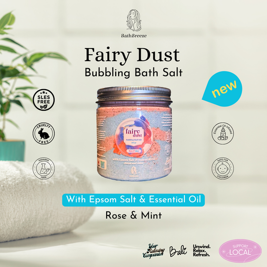 Rose & Mint Fairy Dust Bubbling Bath Salt With Epsom Salt & Essential Oil by BathBreeze Your Relaxing Companion