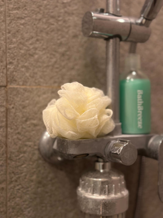 BathBreeze Shower Puff - Daily Shower Foamtastic - Pearl White